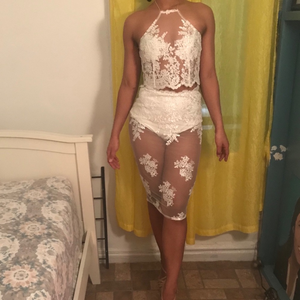 2 piece dress white dress from fashion nova
